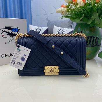 Chanel Leboy Bag Caviar Navy Blue Gold 25cm