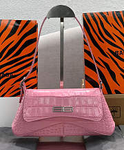 Balenciaga XX Small Flap Bag Crocodile Embossed Pink 27x25x5cm - 1