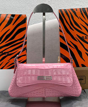 Balenciaga XX Small Flap Bag Crocodile Embossed Pink 27x25x5cm