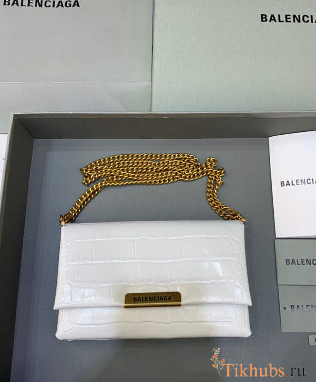 Balenciaga Triplet Small Bag Crocodile Embossed White 21x12x8cm - 1