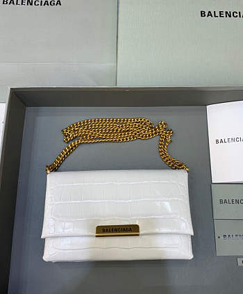 Balenciaga Triplet Small Bag Crocodile Embossed White 21x12x8cm