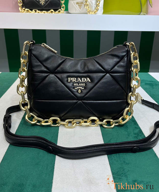 Prada System Nappa Leather Patchwork Bag Black 24x18.5x9cm - 1
