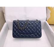 Chanel Flap Bag Navy Blue Lambskin Silver Hardware Size 25 cm - 2