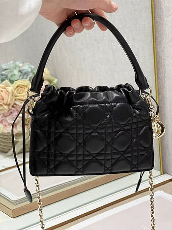 Dior Lady Top Handle Drawstring Mini Bag Black 19x13x5cm