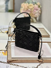 Dior Lady Top Handle Drawstring Mini Bag Black 19x13x5cm - 4