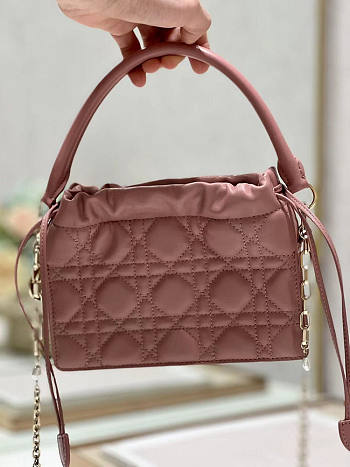 Dior Lady Top Handle Drawstring Mini Bag Pink 19x13x5cm