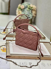 Dior Lady Top Handle Drawstring Mini Bag Pink 19x13x5cm - 6