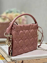 Dior Lady Top Handle Drawstring Mini Bag Pink 19x13x5cm - 5