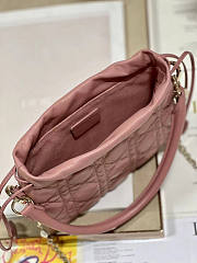 Dior Lady Top Handle Drawstring Mini Bag Pink 19x13x5cm - 4