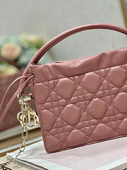 Dior Lady Top Handle Drawstring Mini Bag Pink 19x13x5cm - 3