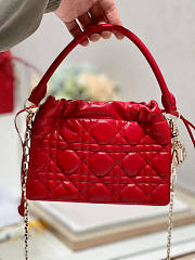 Dior Lady Top Handle Drawstring Mini Bag Red 19x13x5cm - 1