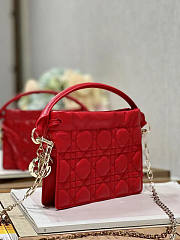 Dior Lady Top Handle Drawstring Mini Bag Red 19x13x5cm - 5