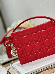 Dior Lady Top Handle Drawstring Mini Bag Red 19x13x5cm - 3