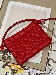 Dior Lady Top Handle Drawstring Mini Bag Red 19x13x5cm - 2