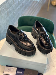 Prada Brushed Leather Monolith Loafers - 5