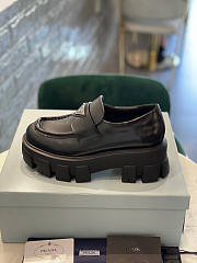 Prada Brushed Leather Monolith Loafers - 4