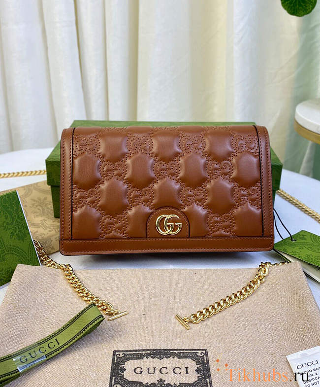 Gucci GG Matelasse Chain Wallet Brown 20x12.5x4cm - 1