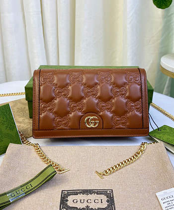 Gucci GG Matelasse Chain Wallet Brown 20x12.5x4cm