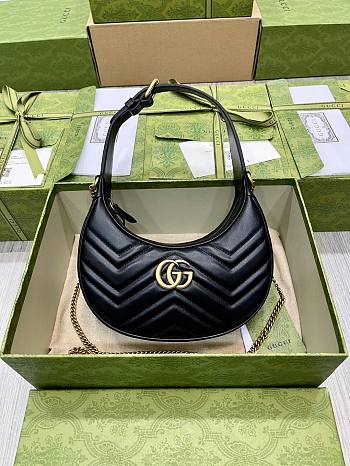 Gucci GG Marmont Half Moon Shoulder Bag Black 21.5x11x5cm