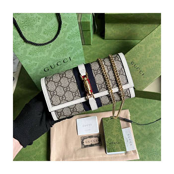 Gucci Jackie 1961 Chain Wallet Beige and Ebony 19x10x3cm