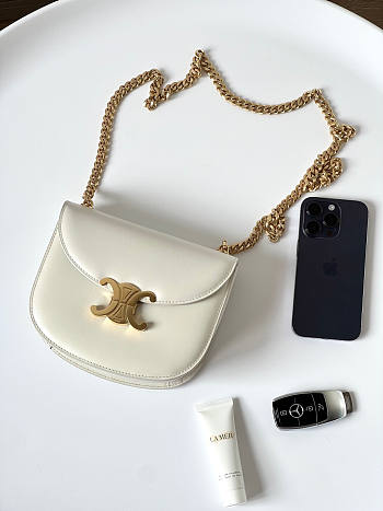 Celine Teen Chain Besace Triomphe White 19x15x6cm