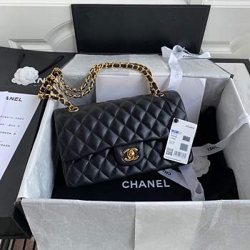 Chanel Flap Bag Black Lambskin Gold Hardware Size 25 cm