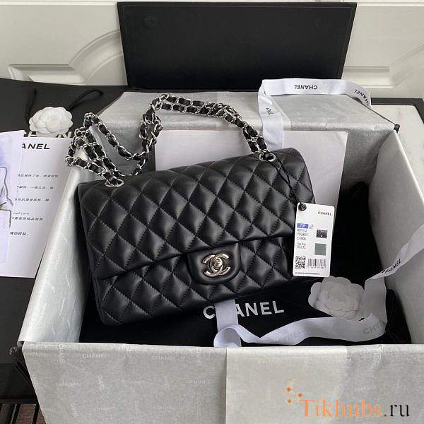 Chanel Flap Bag Lambskin Silver Hardware Size 25 cm - 1