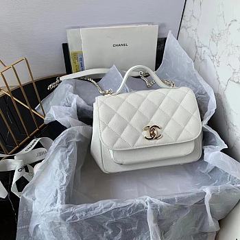 Chanel Business Affinity Bag Caviar White Gold 19x14x7cm