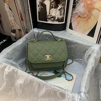Chanel Business Affinity Bag Caviar Green Gold 19x14x7cm