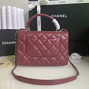 Chanel Trendy Handle Bag Lambskin Wine Silver 25cm - 3