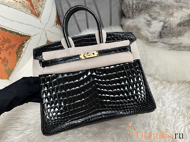 Hermes Birkin Crocodile Black Gold 25cm - 1