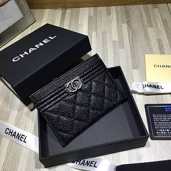 Chanel Card Holder Black Caviar Silver 11cm