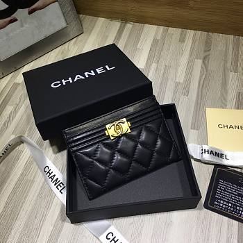Chanel Card Holder Black Lambskin Gold 11cm