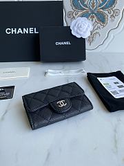 Chanel Card Holder Wallet Caviar Black Silver 11x8.5x3cm - 3