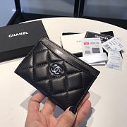 Chanel Card Holder Lambskin Black Silver 11x7.5x0.5 - 3