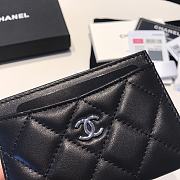 Chanel Card Holder Lambskin Black Silver 11x7.5x0.5 - 6