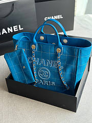 Chanel Maxi Shopping Bag Blue And White 44x32x21cm - 2