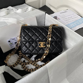 Chanel Small Flap Bag Black Gold Lambskin 20.5x17x6.5cm