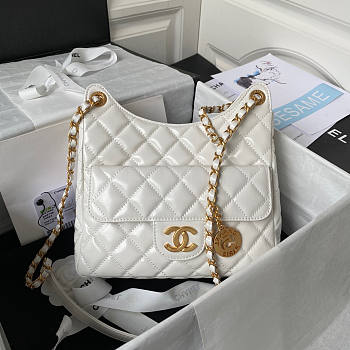 Chanel Hobo Bag White 21.5x22.5x7cm