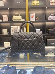 Chanel Coco Handle Black Caviar Silver 24cm - 5