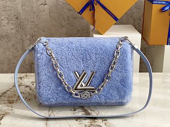 Louis Vuitton LV Twist MM Blue Shearling 23 x 17 x 9.5 cm