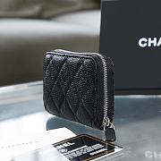 Chanel Classic Zipped Coin Purse Black Silver Caviar 7.5x11x2cm - 5