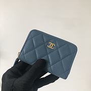 Chanel Classic Zipped Coin Purse Blue Gold Caviar 7.5x11x2cm - 4