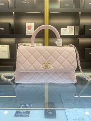 Chanel Medium Flap Bag With Top Handle Caviar Gold Pink 14x23x10cm - 1