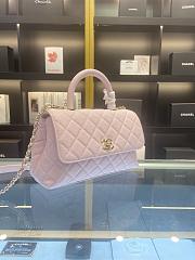 Chanel Medium Flap Bag With Top Handle Caviar Gold Pink 14x23x10cm - 2