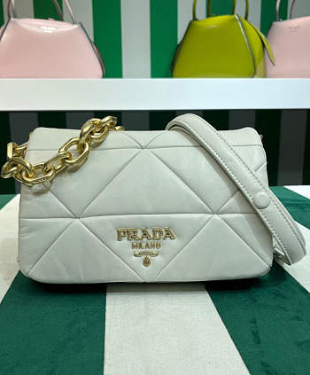 Prada System Nappa Patchwork Shoulder Bag White 24x15x7.5cm