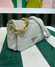 Prada System Nappa Patchwork Shoulder Bag White 24x15x7.5cm - 3