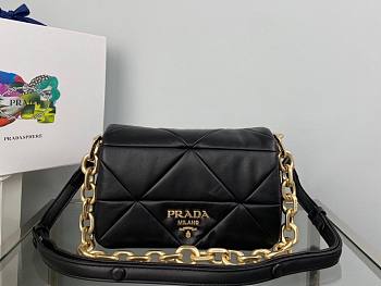 Prada System Nappa Patchwork Shoulder Bag Black 24x15x7.5cm