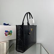 Prada Large Leather Handbag With Topstitching Black 39x30x12cm - 4