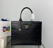 Prada Large Leather Handbag With Topstitching Black 39x30x12cm - 1